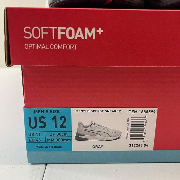 PUMA Men’s Disperse Sneakers Gray SoftFoam+ Training Shoes Size 12 - Picture 10 of 12